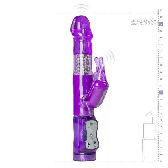 Easytoys Rabbit - Rotirajući vibrator sa perlicama i klitoralnim masažerom (ljubičasta)
