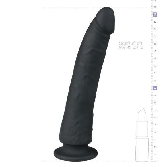 Easytoys - crni silikonski dildo sa vakuum osloncem (21 cm)