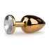 Easytoys Metal No.1 - zlatni analni plug sa belim kamenom (2,5 cm)