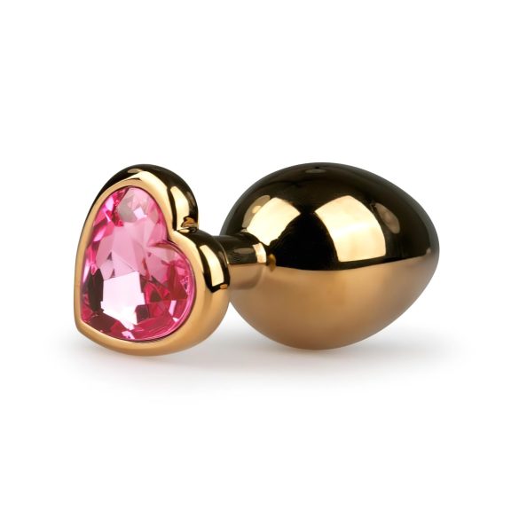 Easytoys Metal No.7 - analni plug sa ružičastim kamenom, zlatni (3cm)