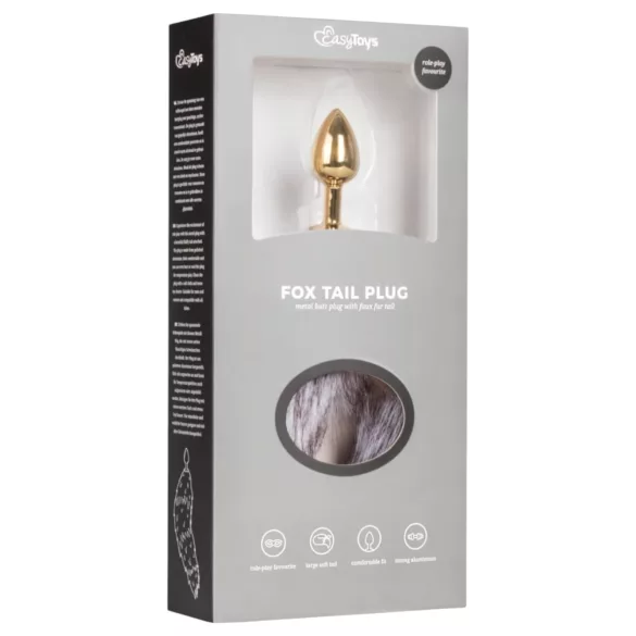 Easytoys Fox NO5 - Metalni Analni Plug sa Repom (Zlatno-Srebrni)