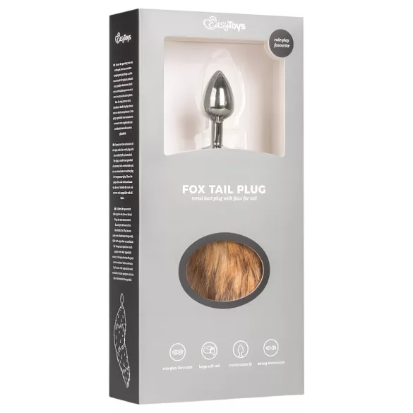 Easytoys Fox NO1 - metalni analni čep sa repom lisice (srebrno-crveni)