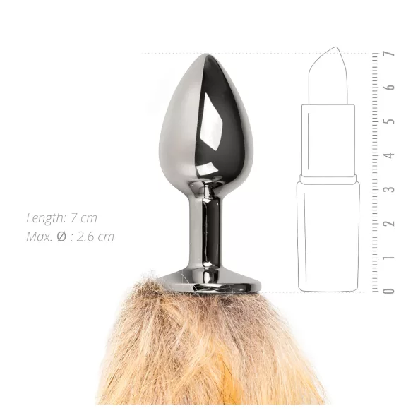 Easytoys Fox NO1 - metalni analni čep sa repom lisice (srebrno-crveni)