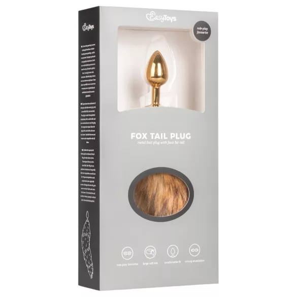 Easytoys Fox NO1 - metalni analni čep sa repom lisice (zlatno-crveni)