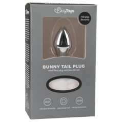   Easytoys Bunny NO1 - metalni analni čep sa zečjim repom (srebrno-bela)