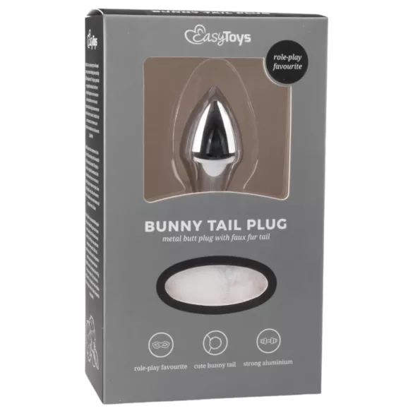 Easytoys Bunny NO1 - metalni analni čep sa zečjim repom (srebrno-bela)