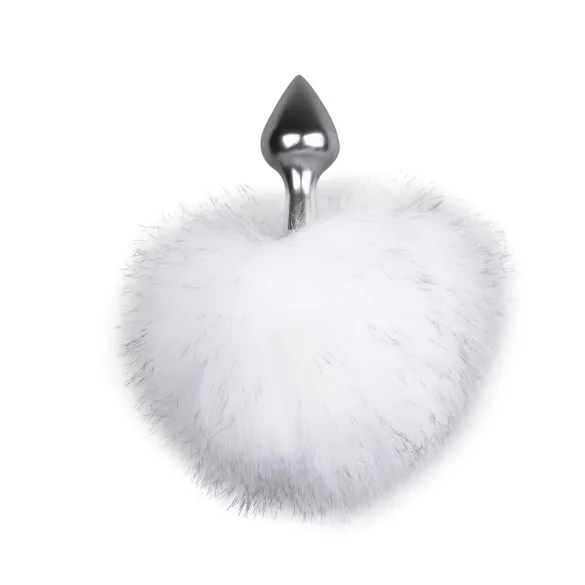 Easytoys Bunny NO1 - metalni analni čep sa zečjim repom (srebrno-bela)