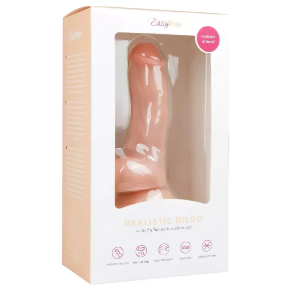 Easytoys - dildo sa vakuumskim postoljem i testisima (15cm) - prirodna boja