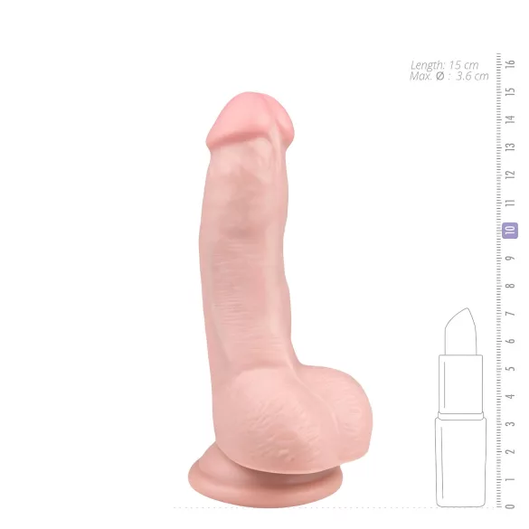 Easytoys - dildo sa vakuumskim postoljem i testisima (15cm) - prirodna boja