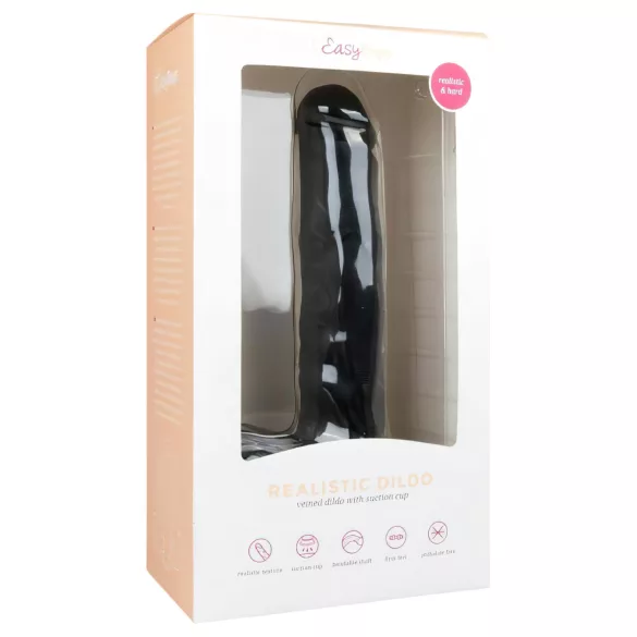 Easytoys - veliki dildo sa vakumskim postoljem i testisima (26,5cm) - crna