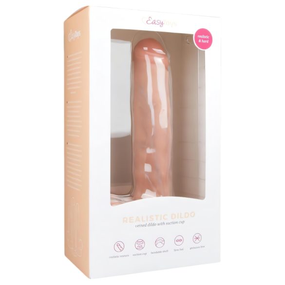 Easytoys - Veliki dildo sa testisima i vakuum bazom (29,5 cm) - prirodne boje