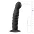 Easytoys Ribbed - crni analni dildo sa vakum bazom (14cm)