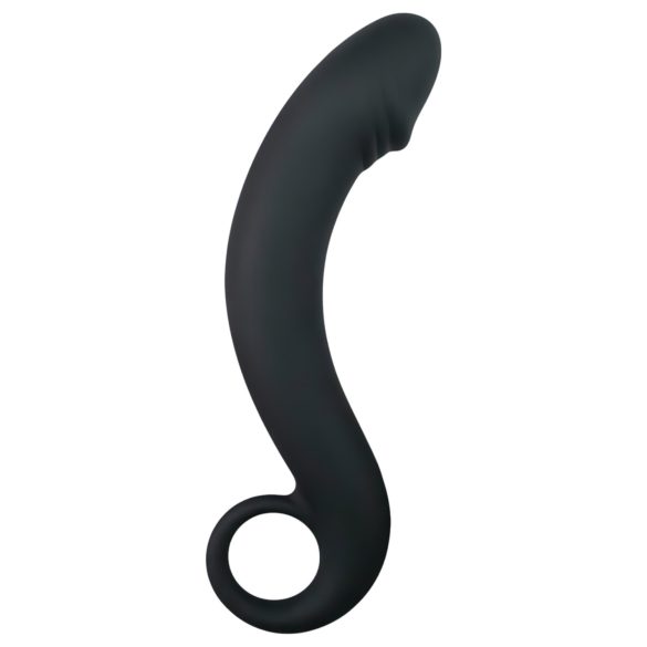 EasyToys Zakrivljeni Dildo - silikonski analni dildo (crni)
