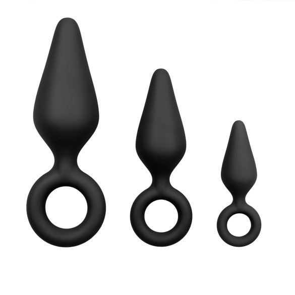 Easytoys - Prstenasti analni plug set - 3 komada (crni)