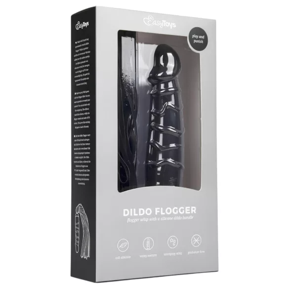 Easytoys Flogger - bič i silikonski dildo u jednom (crno)