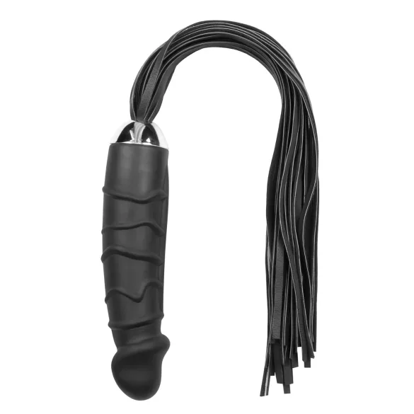 Easytoys Flogger - bič i silikonski dildo u jednom (crno)
