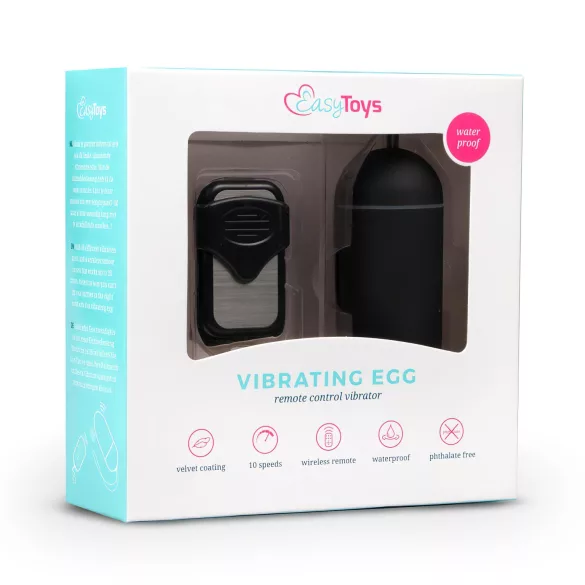 Easytoys - vibrirajuće jaje sa daljinskim upravljanjem (crno)