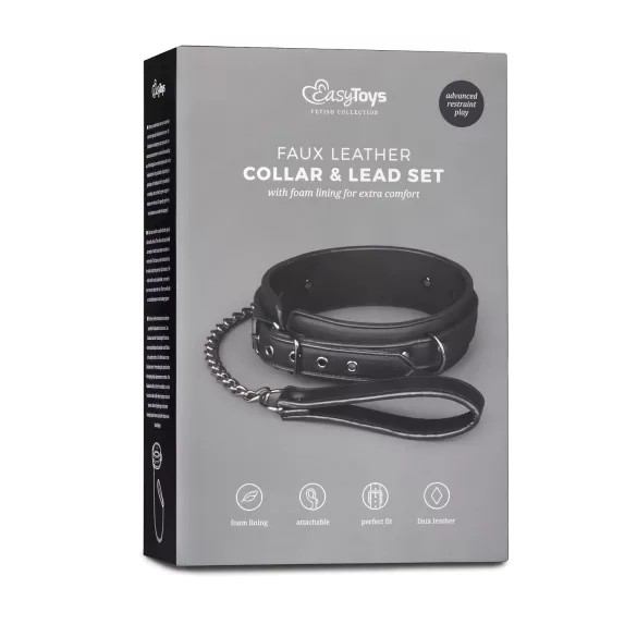 Easytoys - fetiš ogrlica i povodac (crna)