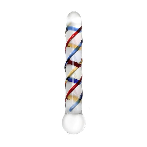 Rimba Rachella - dupli stakleni dildo (prozirni - šareni)