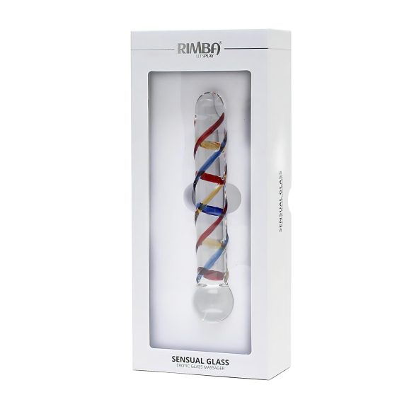 Rimba Rachella - dupli stakleni dildo (proziran - u boji)