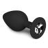 Easytoys Diamond - analni plug sa belim kamenom (srednji) - crni