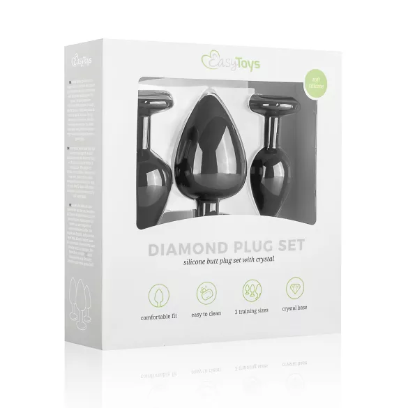 Easytoys Diamond - Set analnih čepova (crni)