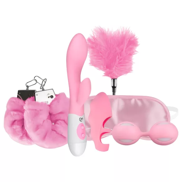 LoveBoxxx Volim Pink - set sa vibratorom i vezovima (6 delova) - roze