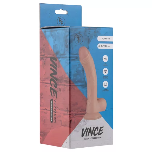Real Fantasy Vince - dildo sa testisima i kožicom - 19,5cm (natur)