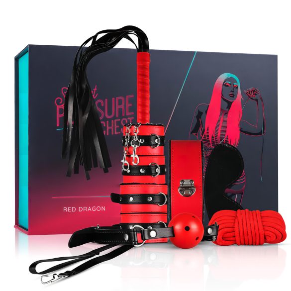 Tajna kutija užitka - Napredni BDSM set (10 delova, crveni)