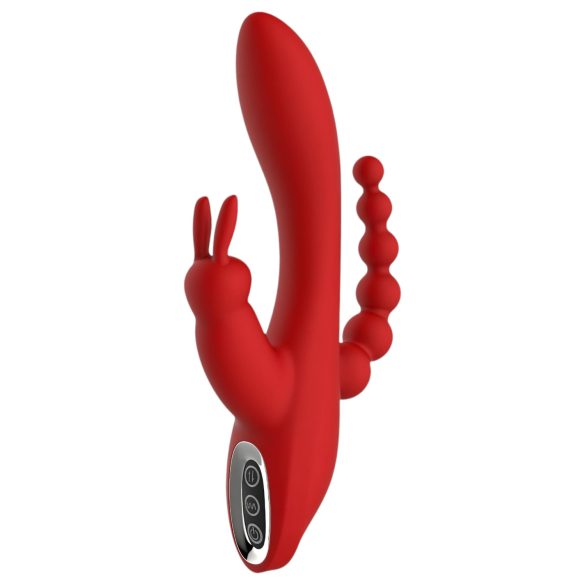 Crvena Revolucija Hera - akumulatorski, vodootporni trokraki vibrator (crveni)