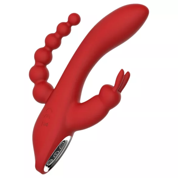 Crvena Revolucija Hera - akumulatorski, vodootporni trokraki vibrator (crveni)