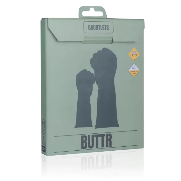 BUTTR Gauntlets - латекс рукавице за фистинг, рукавице за секс (црне)