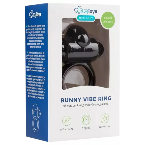 EasyToys Bunny - вибрациони прстен за пенис (црни)