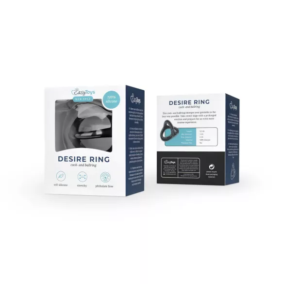 Easytoys Desire Prsten - fleksibilni prsten za penis i testise (crni)