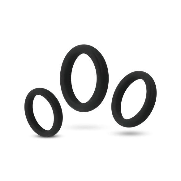 Easytoys Explore Ring - set prstenova za penis - 3 dela (crna)