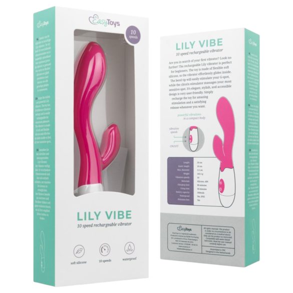 Easytoys Lily 2.0 - akumulatorski vibrator sa klitoralnim stimulansima (roze)