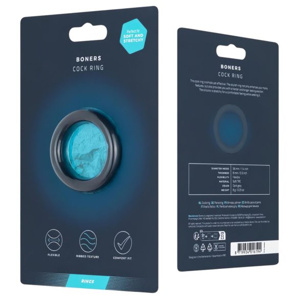 Boners Ergo - silikonski prsten za penis (siva)