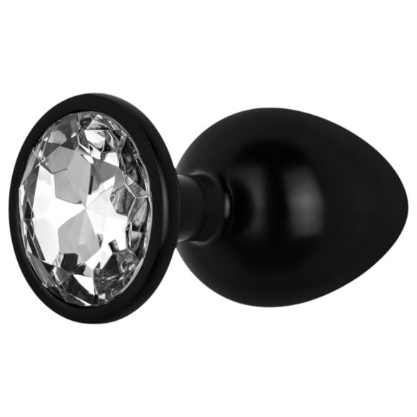 Easytoys Anal Collection - metalni analni čep sa kamenom - M (crni)