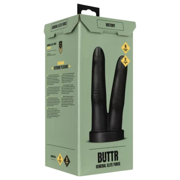 BUTTR Victory - dvostruki prstni analni dildo (crni)