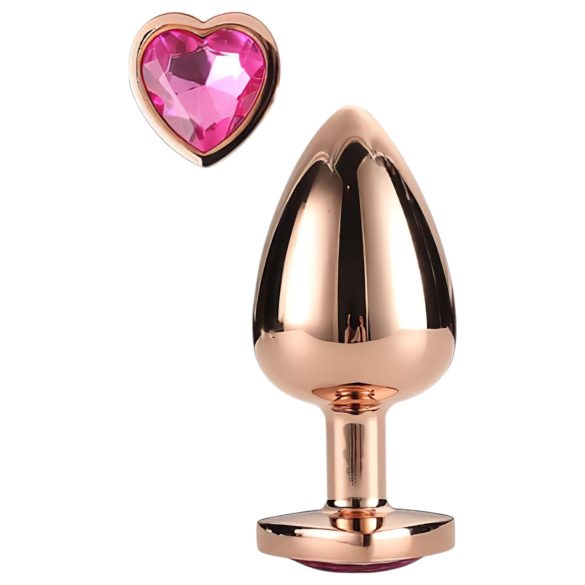 Svetlucava ljubav - aluminijumski analni plug sa srcem (ružičasto zlato)