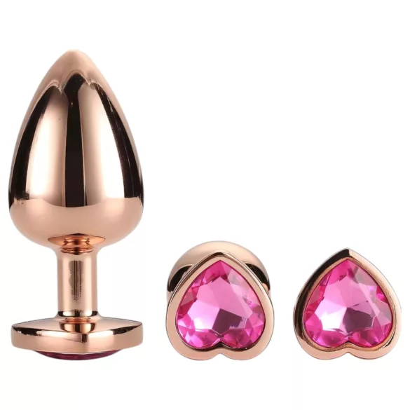 Sjajna ljubav - analni plug set srca - rosegold (3 dela)