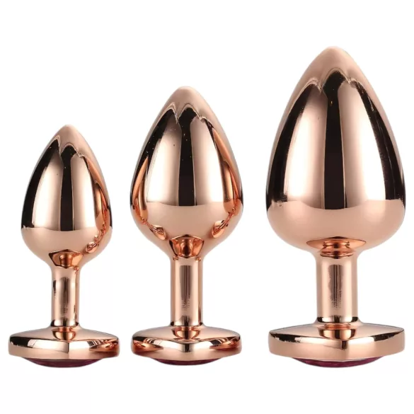 Sjajna ljubav - analni plug set srca - rosegold (3 dela)