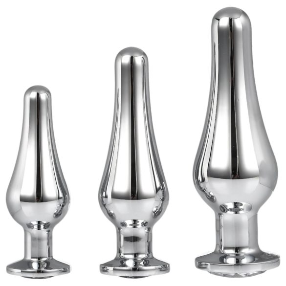 Gleaming Love - set analnih pljugova - srebrni (3 dela)