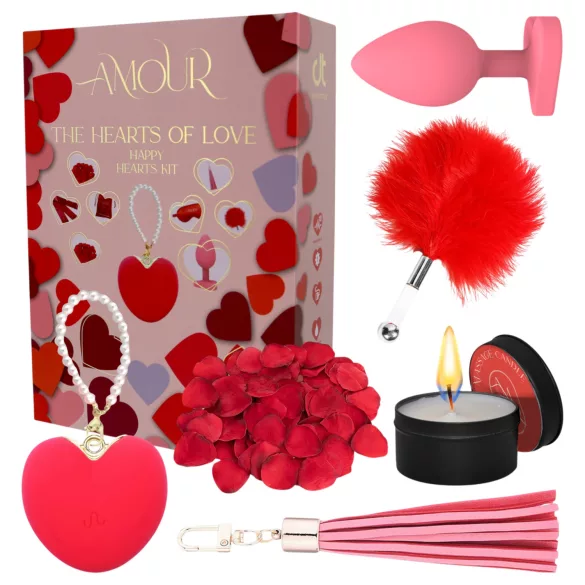 Dreamtoys Amour - set sa vibratorom u obliku srca (crveni)