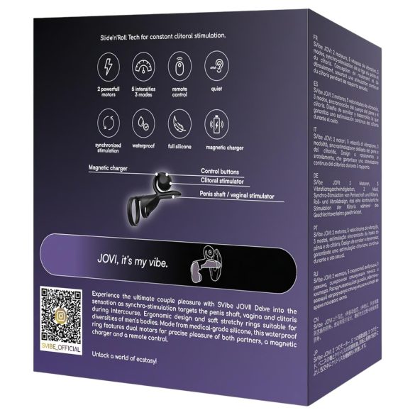 Snail Vibe Jovi - penis prsten i vibratori za parove (crna)