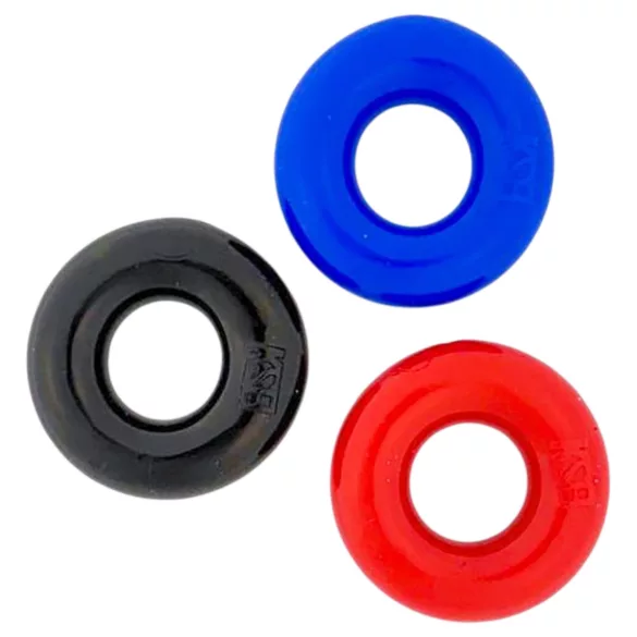 Kiotos Max-Stretch - set rastezljivih prstenova za penis (crni/crveni/plavi)