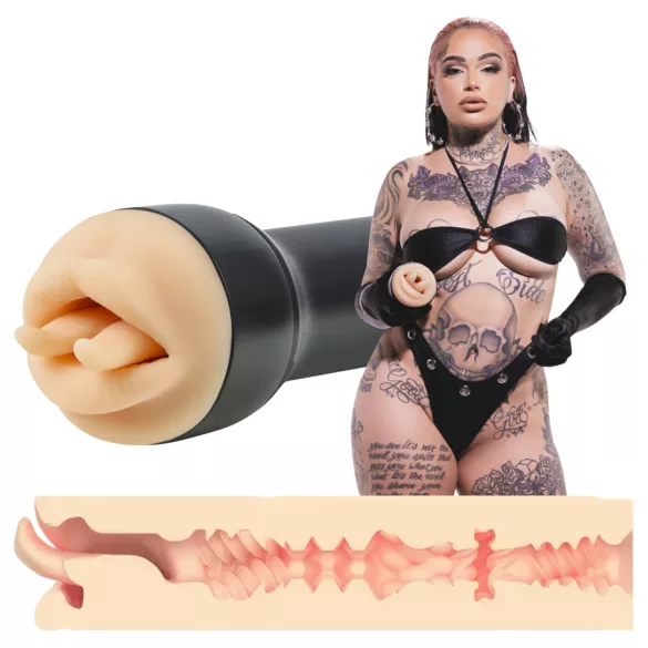Kiiroo Feel Leigh Raven - veštačka usta sa zasečenim jezikom (prirodna boja)