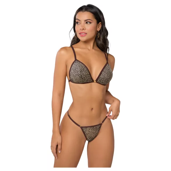 Zôf Nina - set brushaltera i tanga gaćica sa leopard dezenom (braon)
