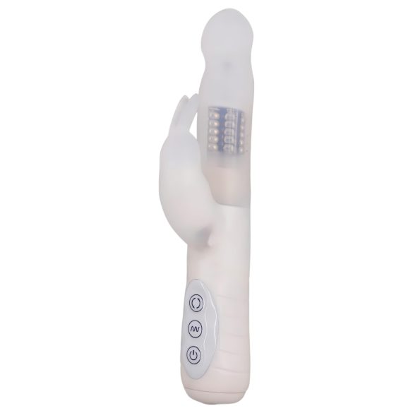 Layla Artiche - vodootporni rotirajući vibrator sa stimulacijom klitorisa (beli)