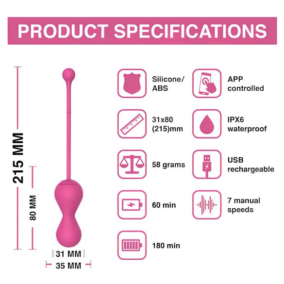 Magic Motion Kegel Master - pametne Kegel kuglice duo (roze)